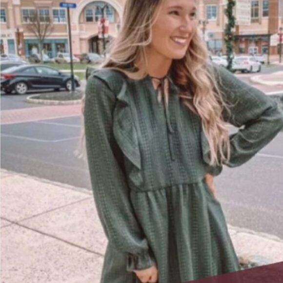 Loft Women’s Size Small Petite Fit and Flare Mini Dress Evergreen Deep Green - Picture 4 of 14